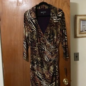 Jones NY print faux wrap dress size 16 NWT never worn